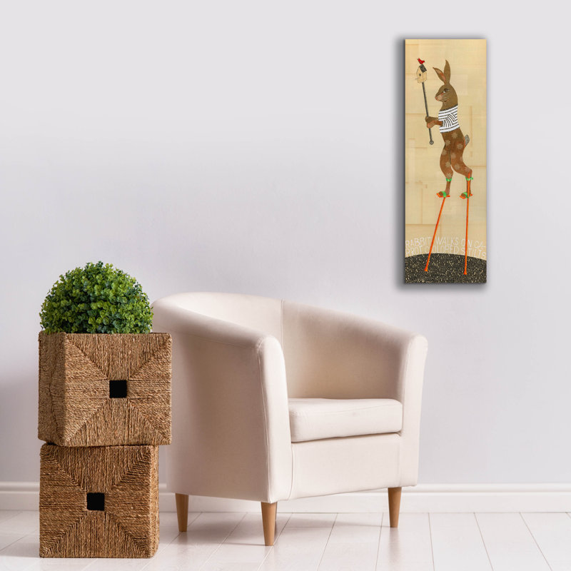 «Rabbit On Stilts» par Judy Verhoeven, art mural sur toile, H 36 po x l 12 po