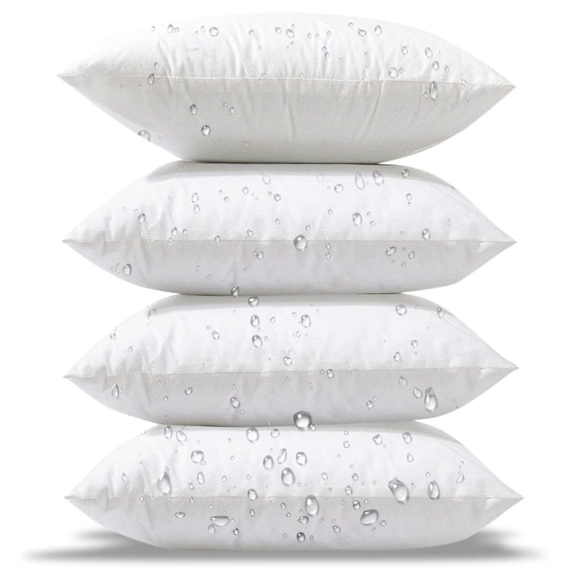 18'' White Hypoallergenic Water-Resistant Outdoor Pillow Inserts - Set of 4