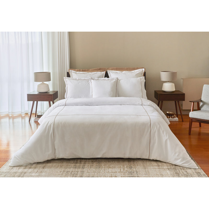 Classic Hotel_Duvet Cover, Queen Duvet Cover, White/Taupe