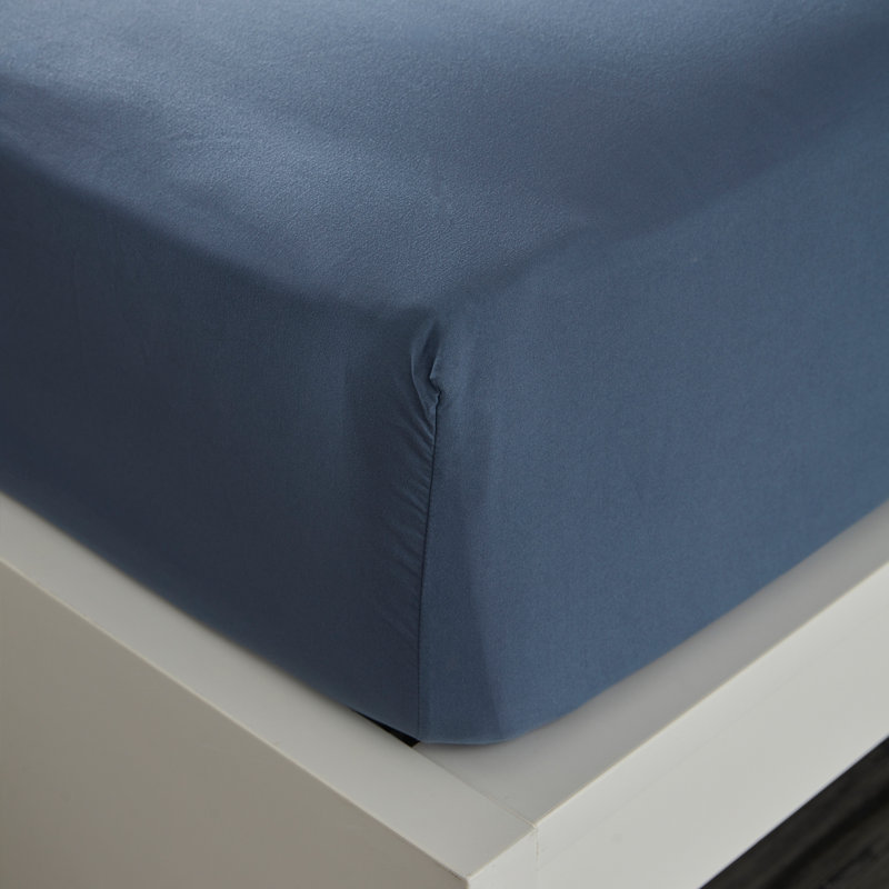 Microfiber Percale Sheet Set, King Sheet Set + Fitted Sheet + 2 Pillowcases, Flint Blue