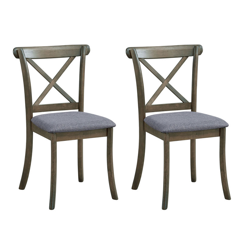 Ensemble de 2 chaises à dossier en X, chaises d'appoint rembourrées en tissu moderne, Chêne