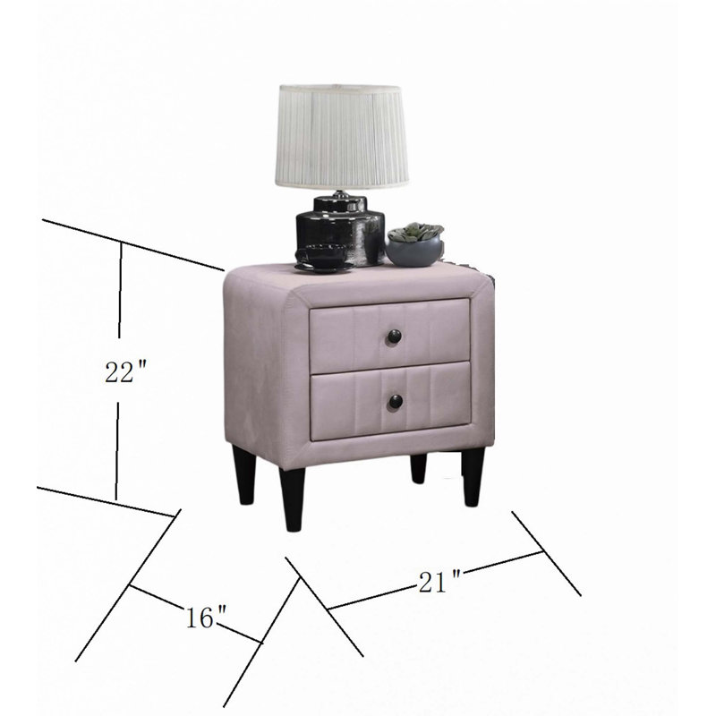 Table de chevet 1 pièce Velvet, Rose clair