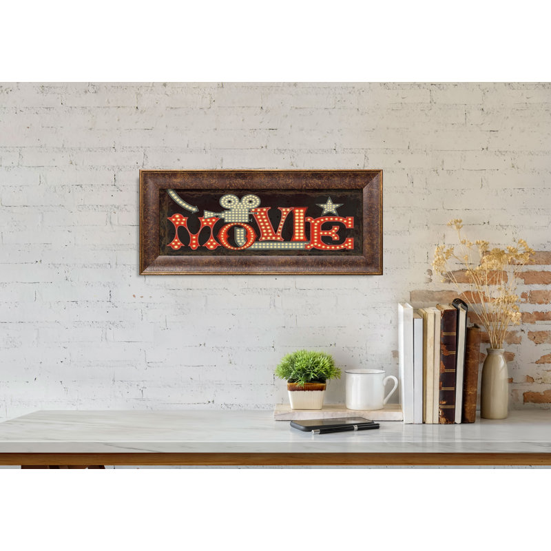 « movie lights ii », art textuel, Toile tendue, H 20 po x l 8 po x P 0,75 po