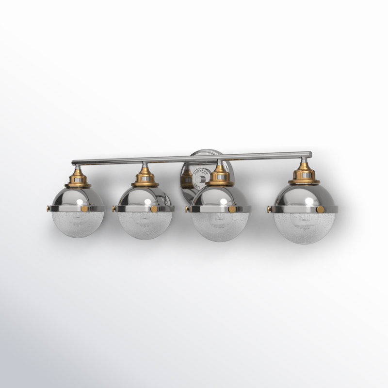 Polished Nickel and Brass 4-Light Vanity Light with Clear Glass