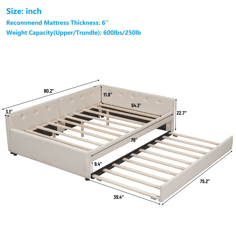 Snio Upholstered Daybed, Full