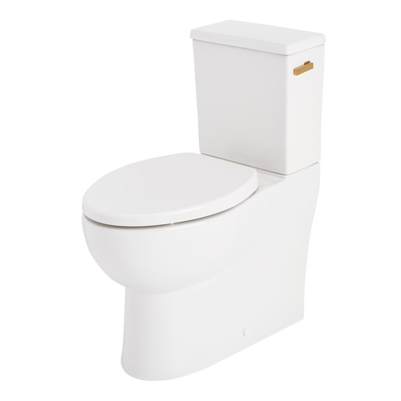 Lavrik Two-Piece Skirted Elongated Toilet with Reversible Tank - Brushed Gold Handle, Brushed Gold