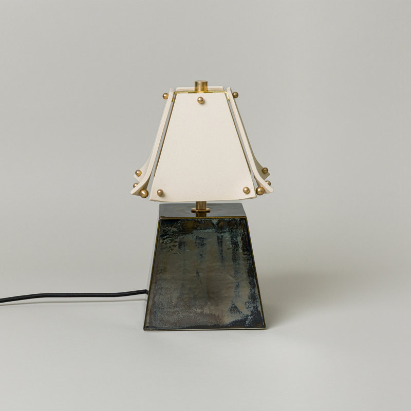 Osen Table Lamp, Obsidian, Bone, 13.5" H x 7.5" W x 7.5" D