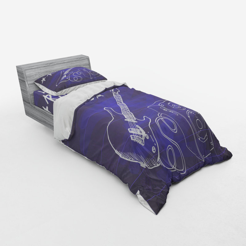 Ensemble de housse de couette en microfibre noir, Housse de couette simple TG + 2 articles suppléme
