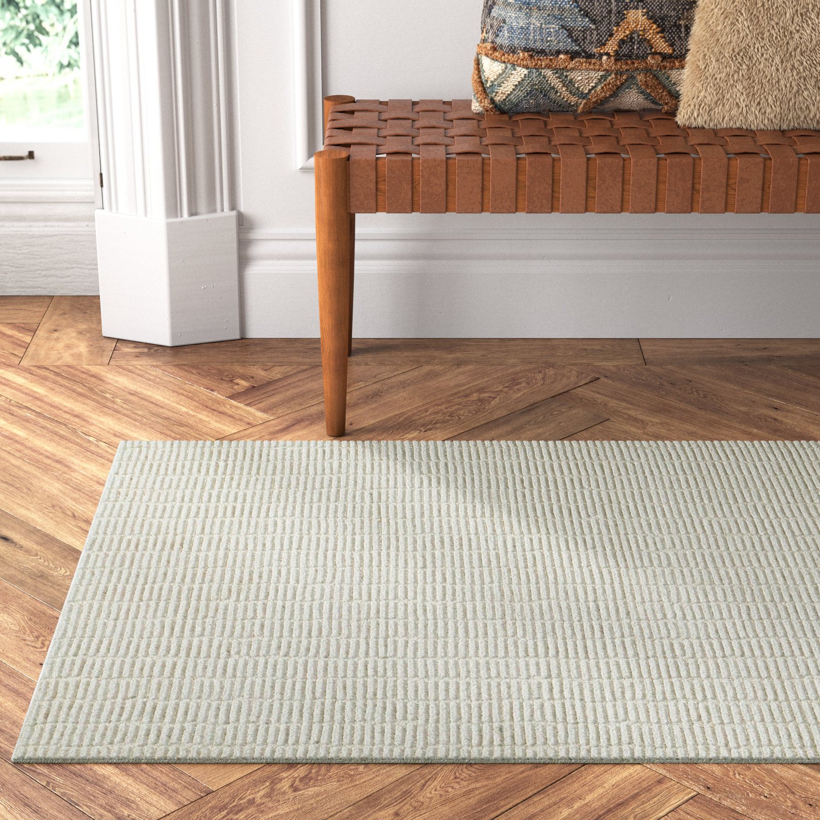 Debra Ivory Hand-Tufted Wool Rug, Rectangle 6' x 9'