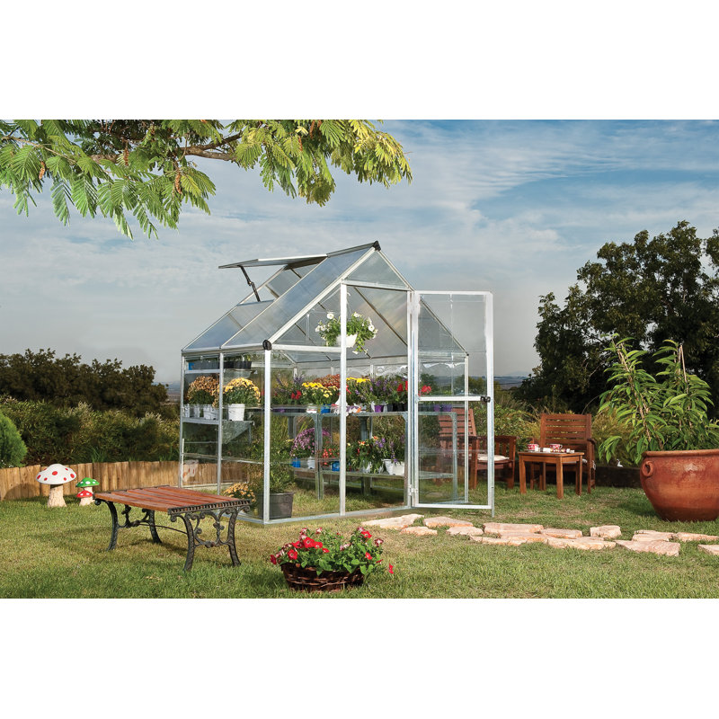 Hybrid 6 Ft W x 4 Ft D Greenhouse, Silver