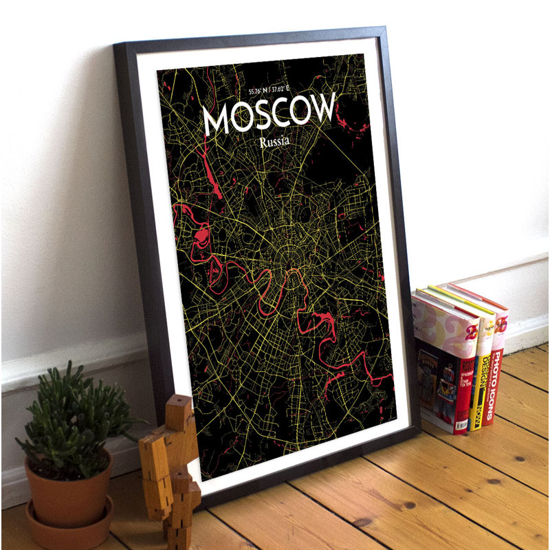 Moscow City Map - No Frame Print, 91.4 cm H x 61 cm W x 0.1 cm D