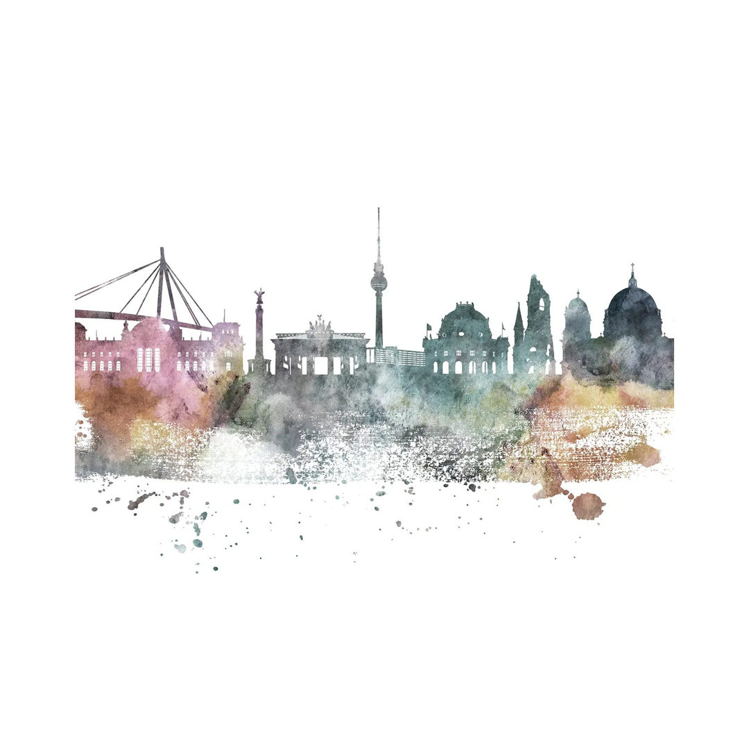 Berlin Pastel Skyline by Wall Decor Addict - Wrapped Canvas Painting