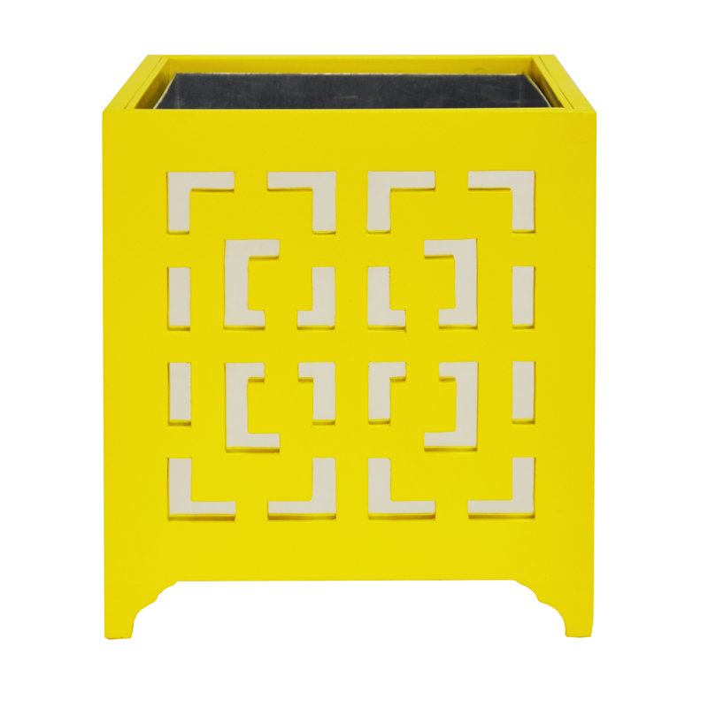 Turquoise and Mirror Finish Greek Key Outdoor Planter Box