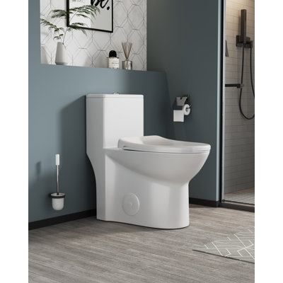 Toilette monobloc 1,1 / 1,6 GPF allongée à hauteur de confort très grande, certifiée CUPC, certifiée WaterSense, céramique, couleur blanche, siège à fermeture en douceur