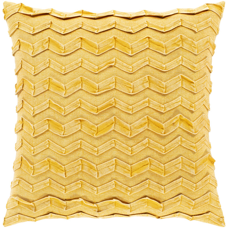 Caprio Chevron Cotton Reversible Throw Pillow, 18" x 18", Saffron, Down