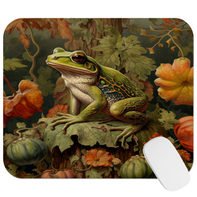 Animals William Morris Frog IV Cottage Gaming Cute Office Laptop Desk Pad Gift Mat Square Rectangle Non-Slip Mousepad