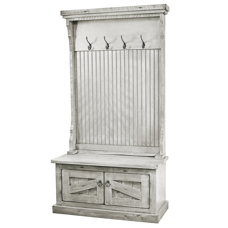 Kinley Hall Tree 37.5'' Wide with Bench and Shoe Storage, Rustic Dela Verria