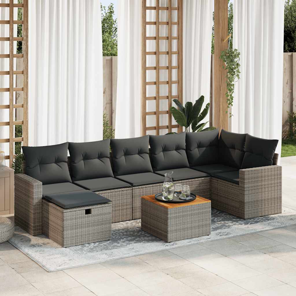 Vidaxl 8-Tlg. Garten-Sofagarnitur Mit Kissen Grau Poly Rattan