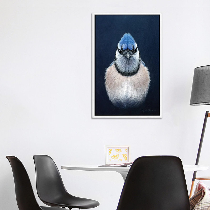 Blue Jay 1 Piece Wall Art on Canvas, 101.6cm H x 66.04cm W x 3.81cm D, White Framed
