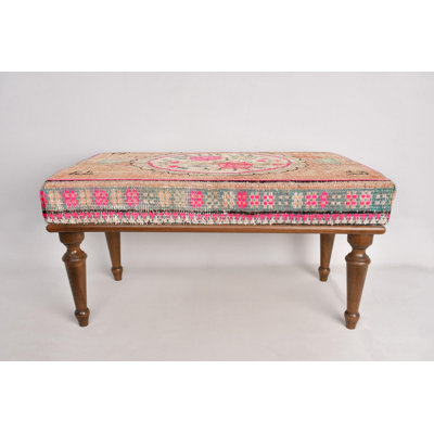Rose Pattern Bench, Medallion Bench, Ottoman Bench, Upholstered Bench, Turkish Rug Bench, Kilim Bench, Home Decor Bench, Handmade Bench
