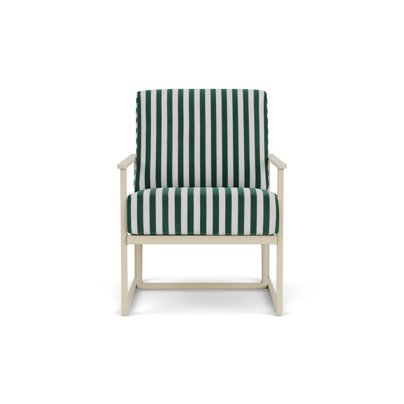 Summit Outdoor Lounge Chair, Safari White Stripe, Fawn, Linen