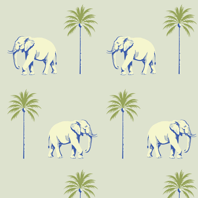 Strolling Elephant - Minted Horizon Wallpaper