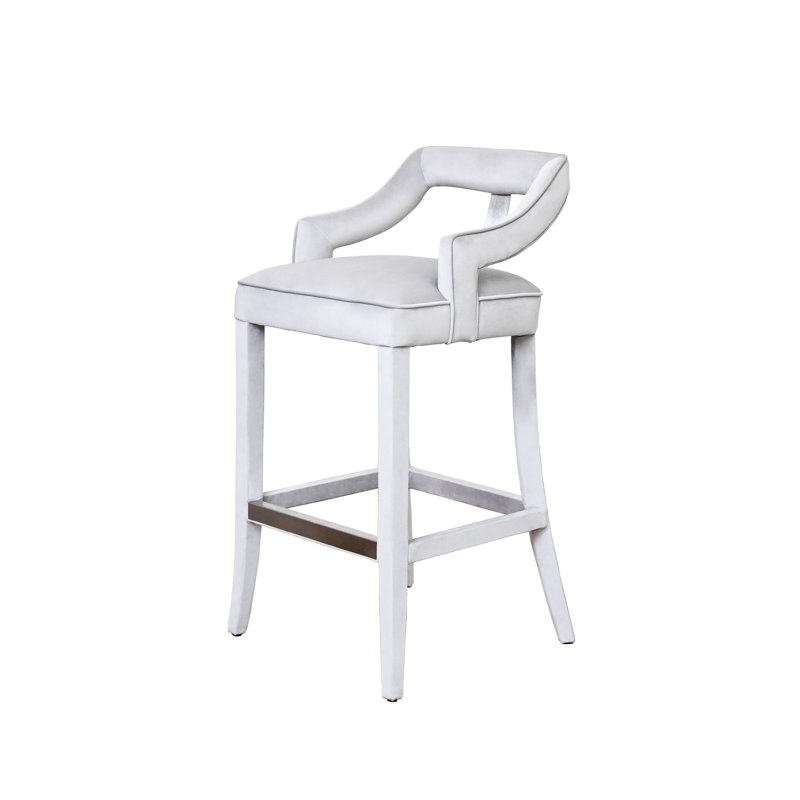 Tabouret de bar et de comptoir en bois massif Jaismeen, Ivoire, Tabouret (assise de 30,7 po de hauteur)