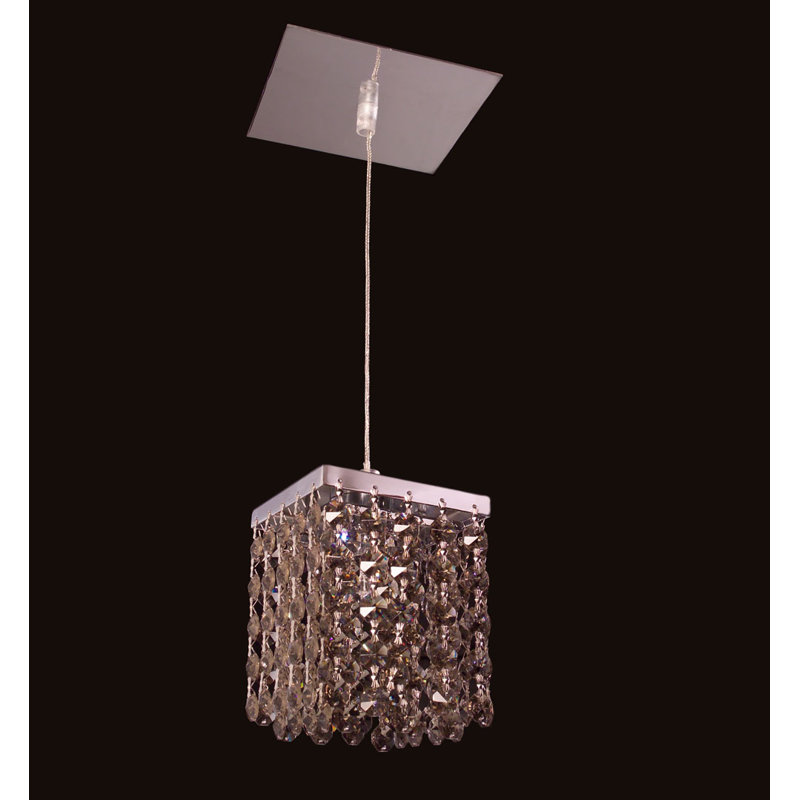 Luminaire suspendu carré simple 1 lumière Mirco, Teck doré