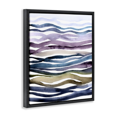 Muted Watercolor Waves  Floater Canvas Wall Art, design by Lisa Nohren