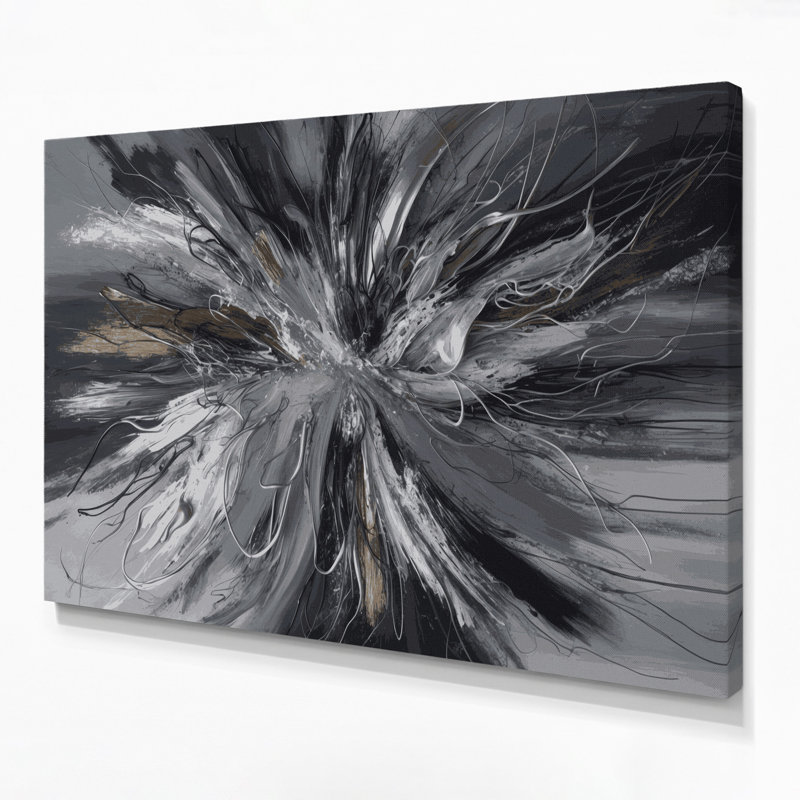 Lyrical Abstraction 44 Gray Canvas Wall Art, 20" H x 30" W