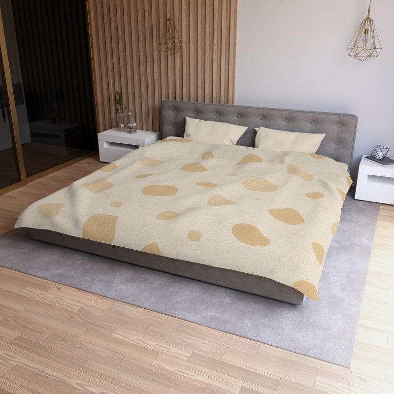Microfiber Duvet Cover Boho Style, Design 39, Cream, King Duvet Cover