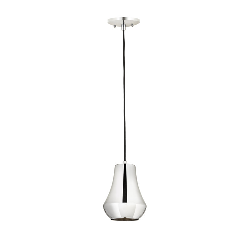 Luminaire suspendu conique à 1 lumière Lamonte, Nickel poli