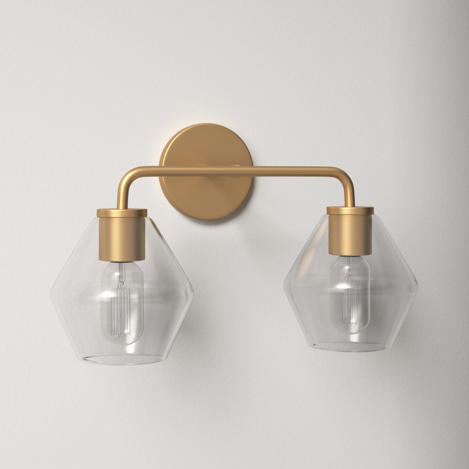 Rooks 2 - Light Dimmable Vanity Light, Satin Brass, Clear
