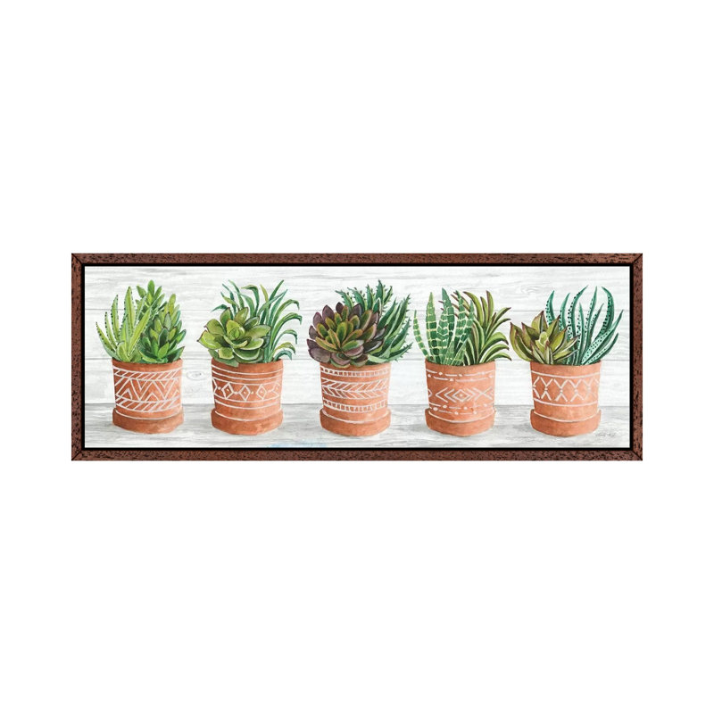 Terracotta Pots II by Cindy Jacobs - Panoramic Painting on Canvas, 40.64cm H x 121.92cm W x 3.81cm D