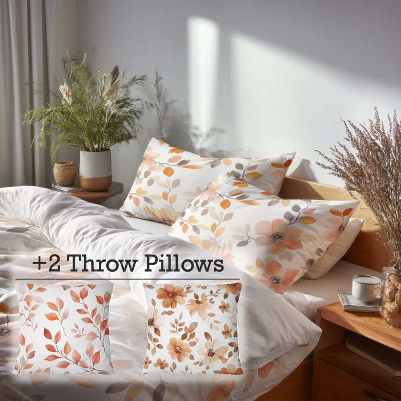 Ensemble de literie 5 pièces Boho - Ensemble de housse de couette et de coussin floral