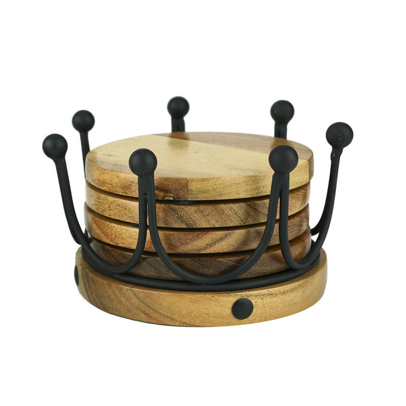 Ensemble de sous-verres dorés, Naturel / Noir