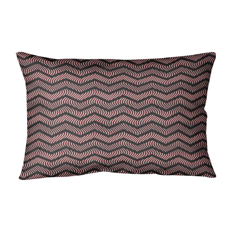 Coussin Rhonda Cheval, H 14 po x l 20 po, Noir / rouge, Polyester / Bourre en polyester
