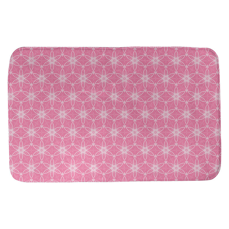 Tapis de bain cercles ornés Mcguigan, l 17 po x L 24 po, Rose