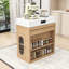 Extendable Kitchen Island Dining Table with Folding Top, Power Outlet, Drawers and Hidden Casters-880425466