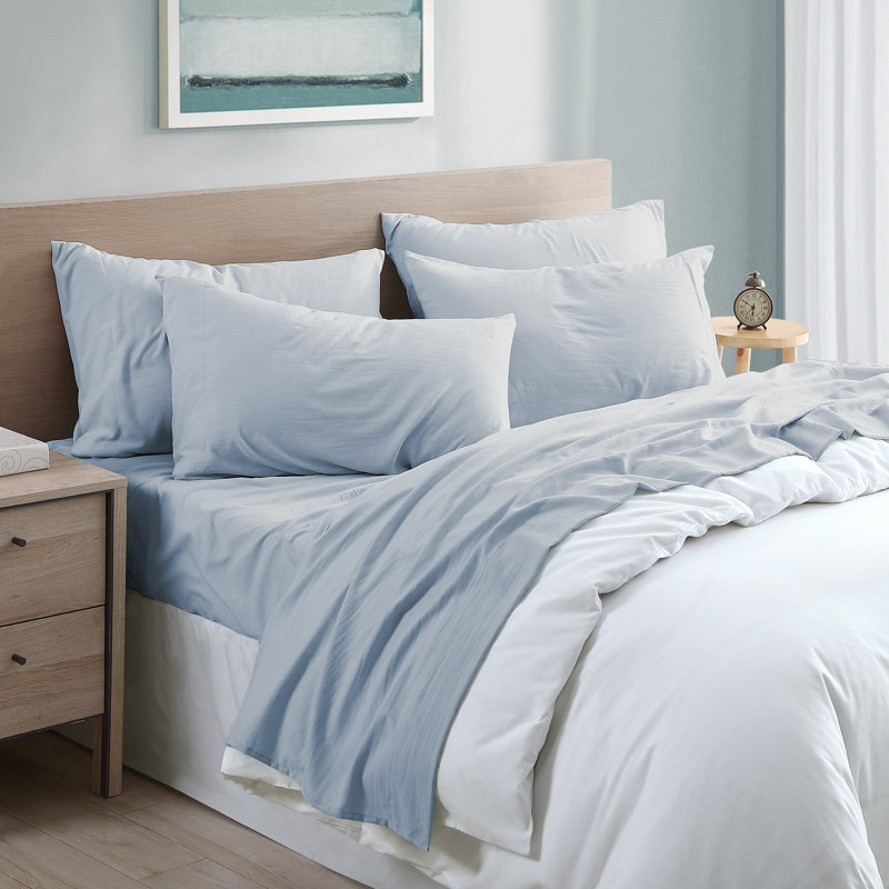 Ensemble de draps en micro-fibre, Double, Bleu céleste