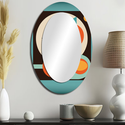 Vintage Mid-century Graphics II - Large Oval Wall Mirror On Metal