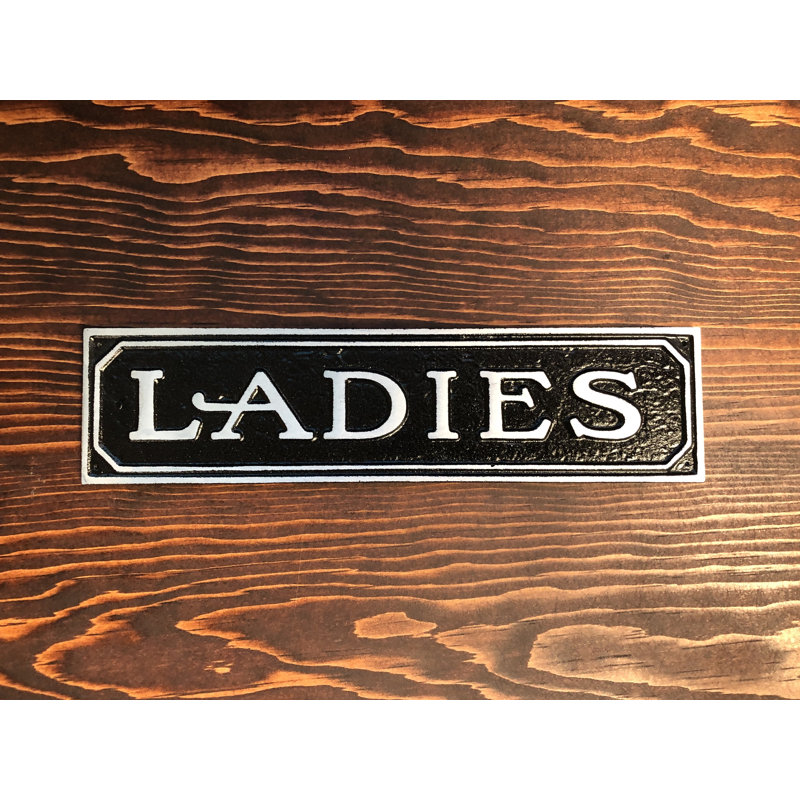 Enseigne de porte en aluminium ladies, Aluminium poli noir
