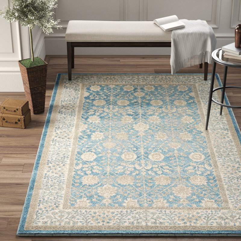 Tapis bleu / beige Patillo, Rectangle 5 pi 1 po x 8 pi