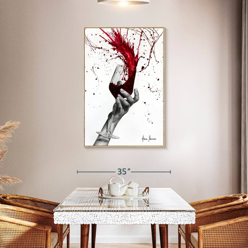 Tourbillon rouge profond, Floating Frame Natural Wood, 31" x 46"