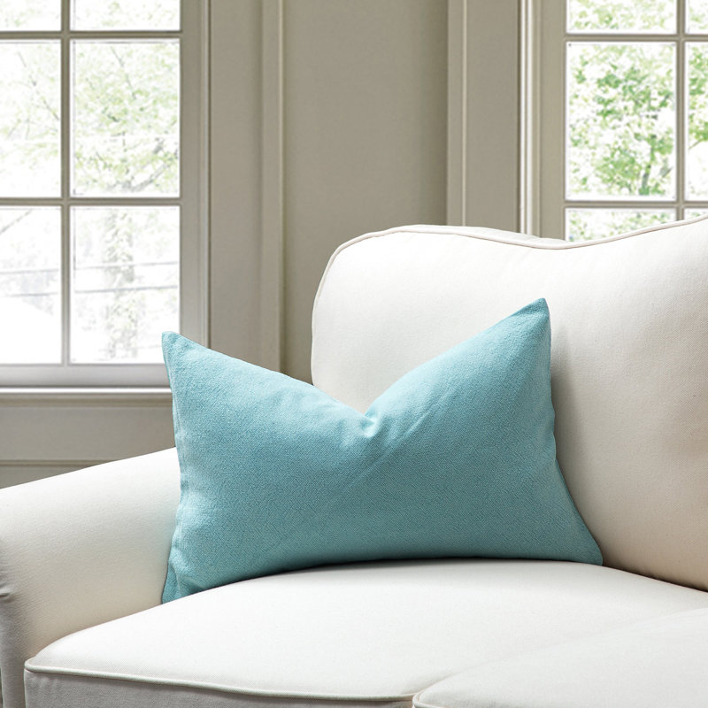 Feather Down Insert Pillow, 14"H x 20"W, Rectangular, Sea Blue