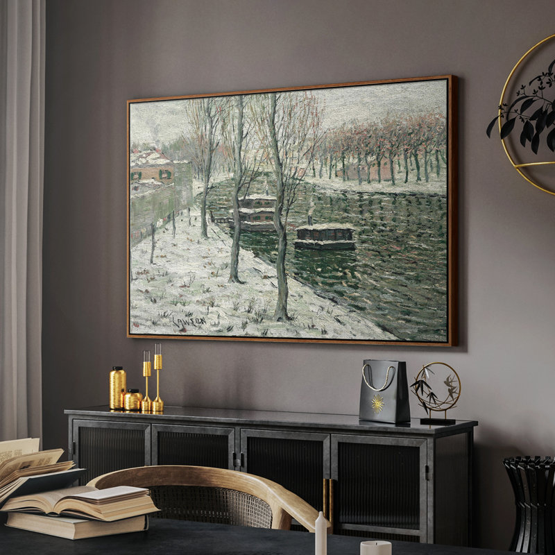 Paysage rétro -CLXVI, H 27 po x l 41 po x P 2 po, Toile encadrée noyer flottant