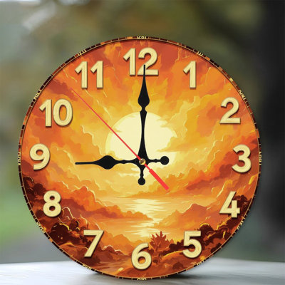 Horloge avec coucher de soleil