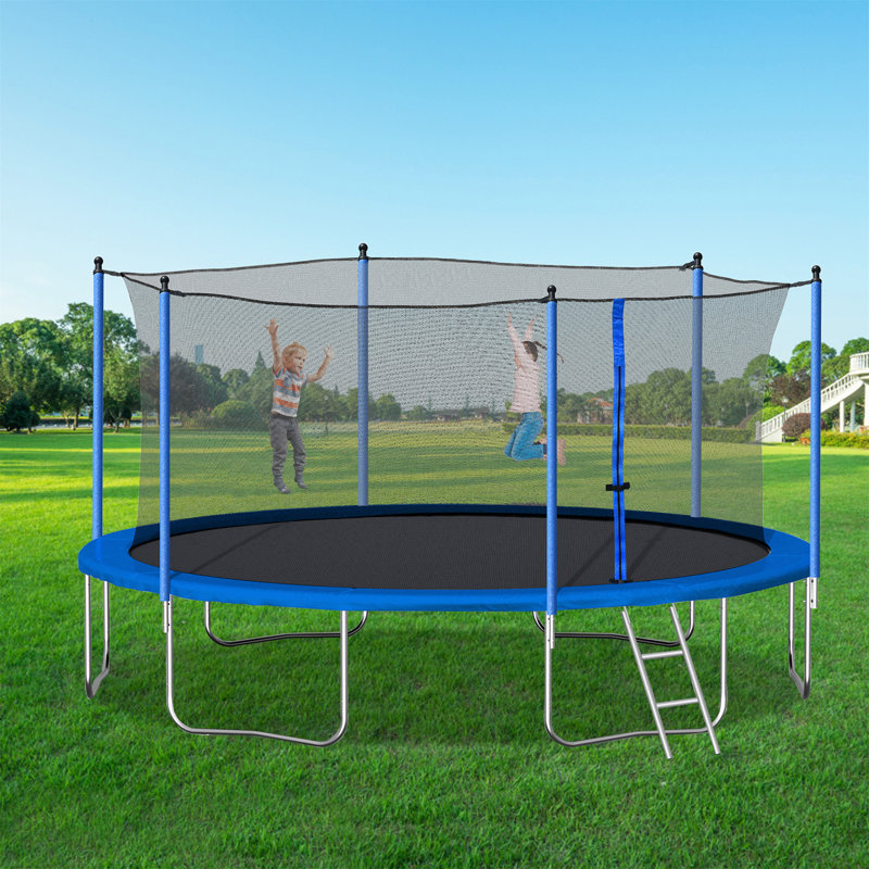 14FT  Trampoline With Safety Enclosure Net,Heavy Duty Jumping Mat And Spring Cover Padding For Kids And Adults,  Ladder