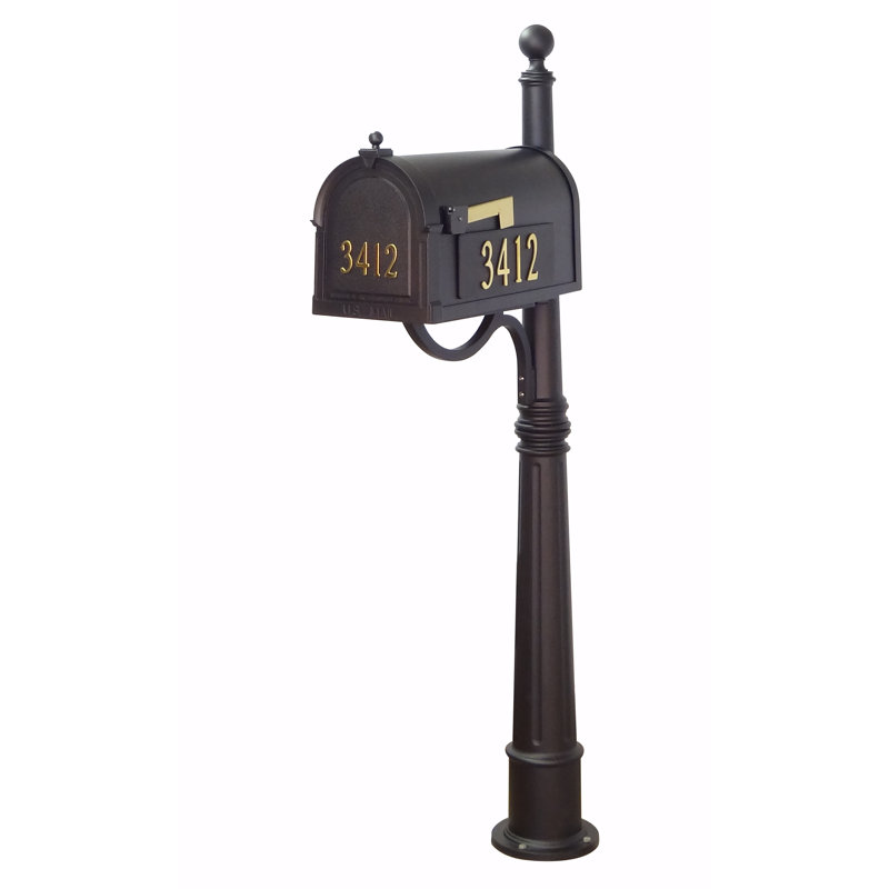 Berkshire Aluminum Post Mounted Post box with Magnetic Closure and with Newspaper Compartment