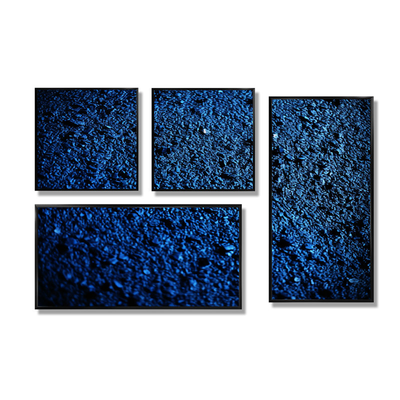 Abstract Euphoria Deep Blue Happiness - Blue Wall Decor 4 Pieces, Framed Print without Mat, Gold